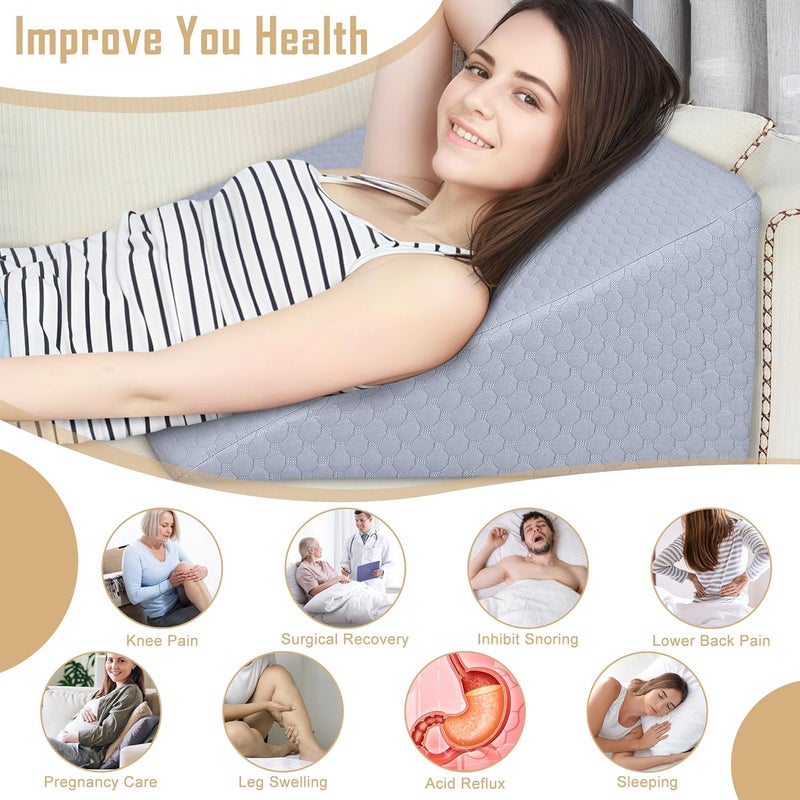 BEYOUDO Bed Wedge Pillow for Sleeping, Adjustable Wedge Pillow Set for After Surgery, Elevated Triangle Pillow for Acid Reflux and Back Pain Relief, Post Surgery, Snoring, Back Suppor (Gray-02) - Image 4